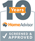 Home Advisor 10 Years Screened & Approved Badge